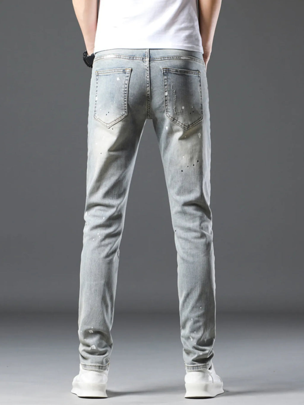 Men's Vintage Distressed Light Wash Skinny Jeans
