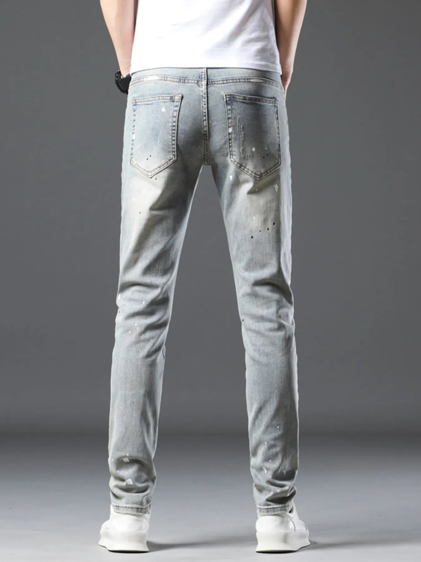 Men's Vintage Distressed Light Wash Skinny Jeans