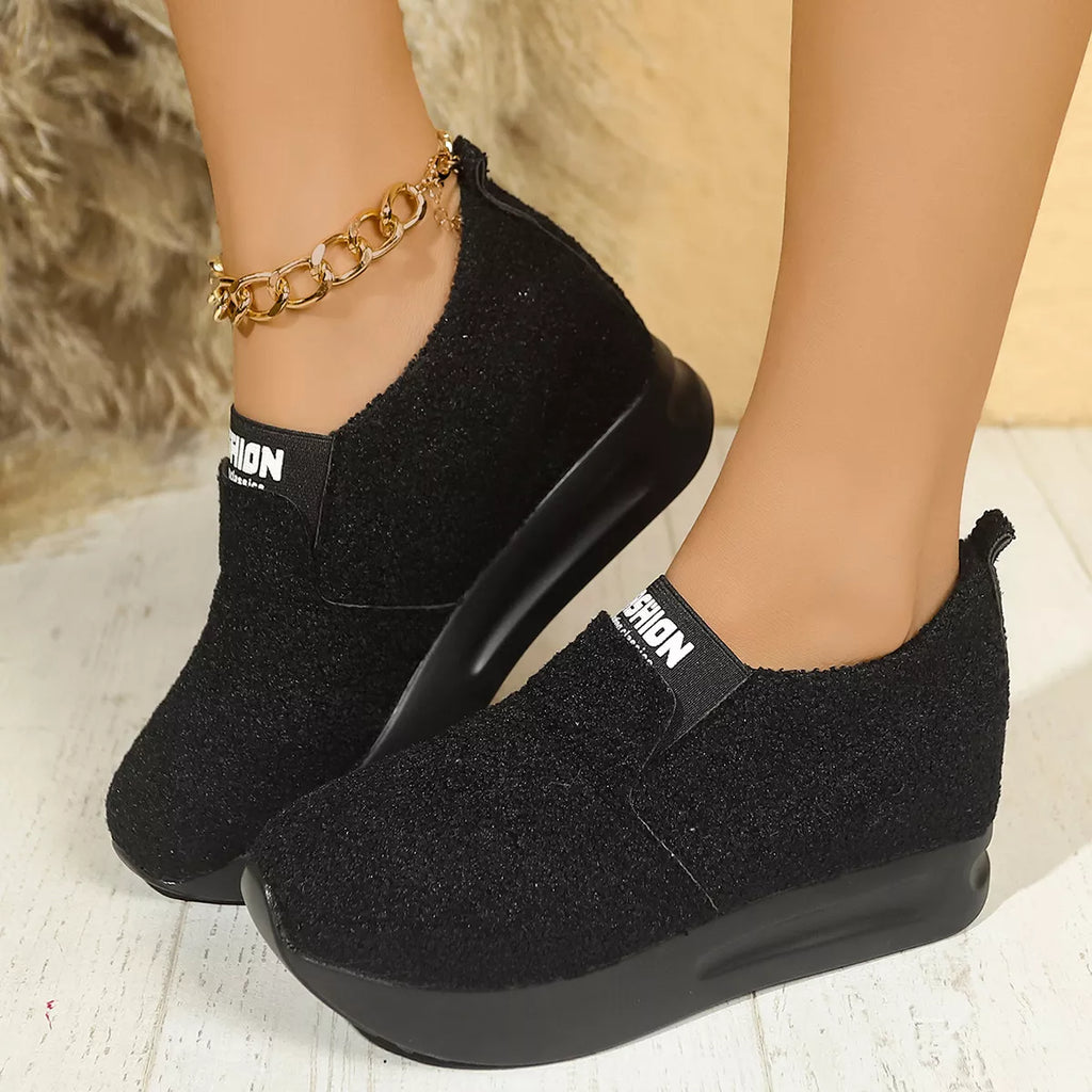Round Toe Platform Slip-Ons