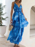 Tie-Dye Ruffled Layered Maxi Dress