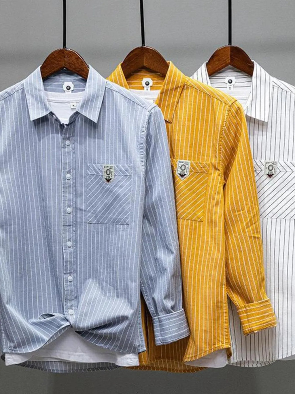 Men's Plus Size Striped Button Up Long Sleeve Shirt
