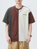 Men's Plus Size Color Block Round Neck Short Sleeve T-Shirt
