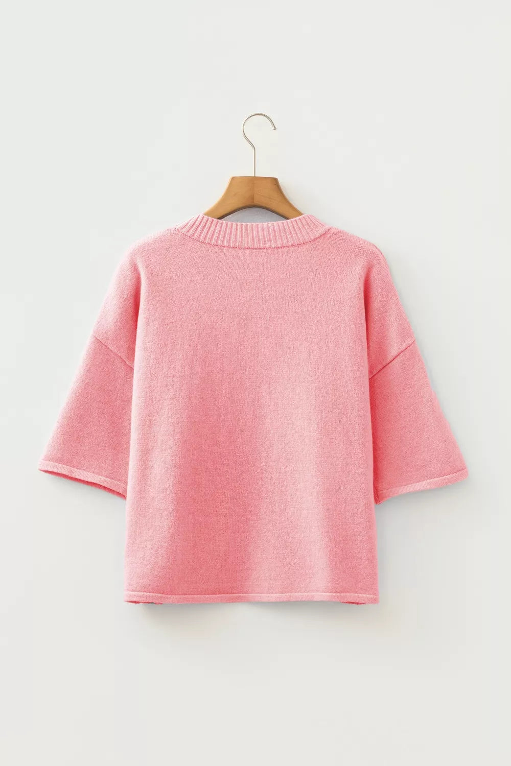 Blossom 3/4 Sleeve Boxy Knit Button Down Sweater Cardigan