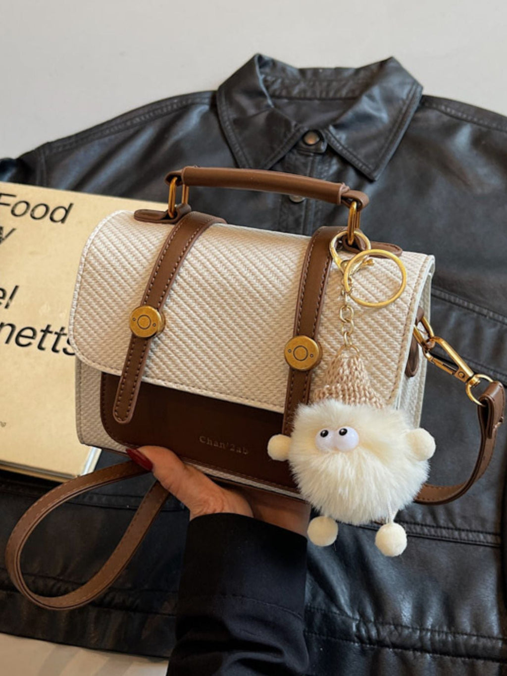 Vintage Style Flap Crossbody Bag with Charm