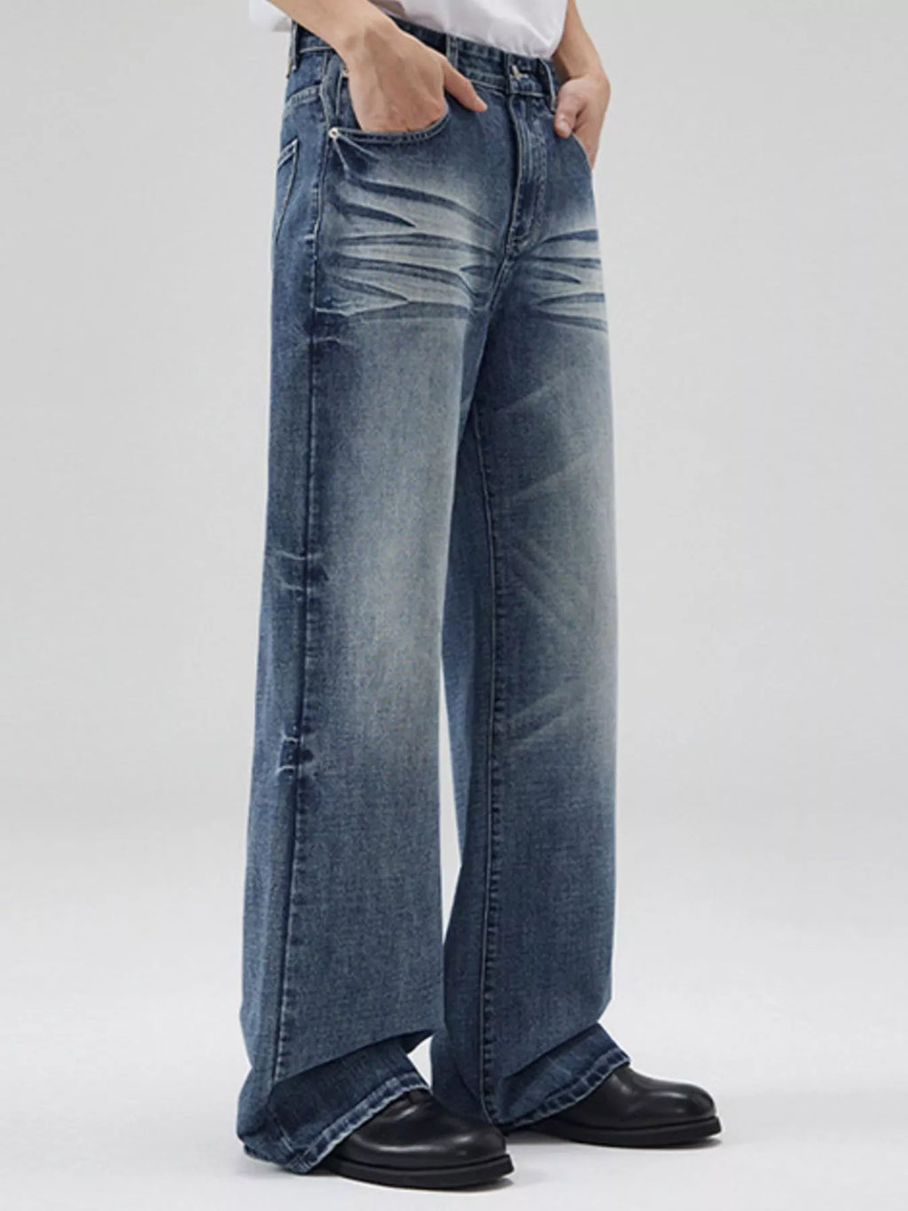 Men's Full Size Wide Leg Wash Jeans Plus Size