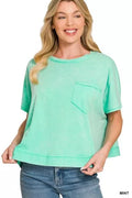 Zenana Acid Washed Round Neck Short Sleeve Oversized T-Shirt