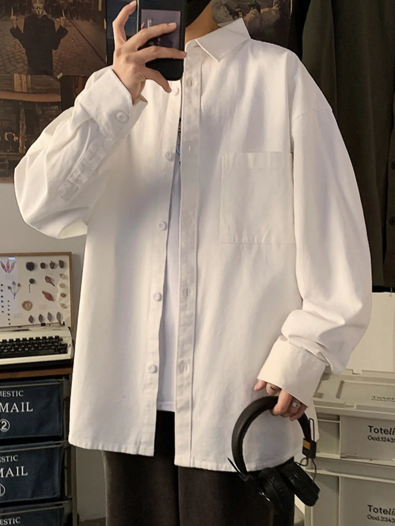 Men's Full Size Button Up Long Sleeve Shirt Plus Size