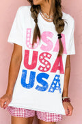 Letter Graphic Round Neck Short Sleeve T-Shirt