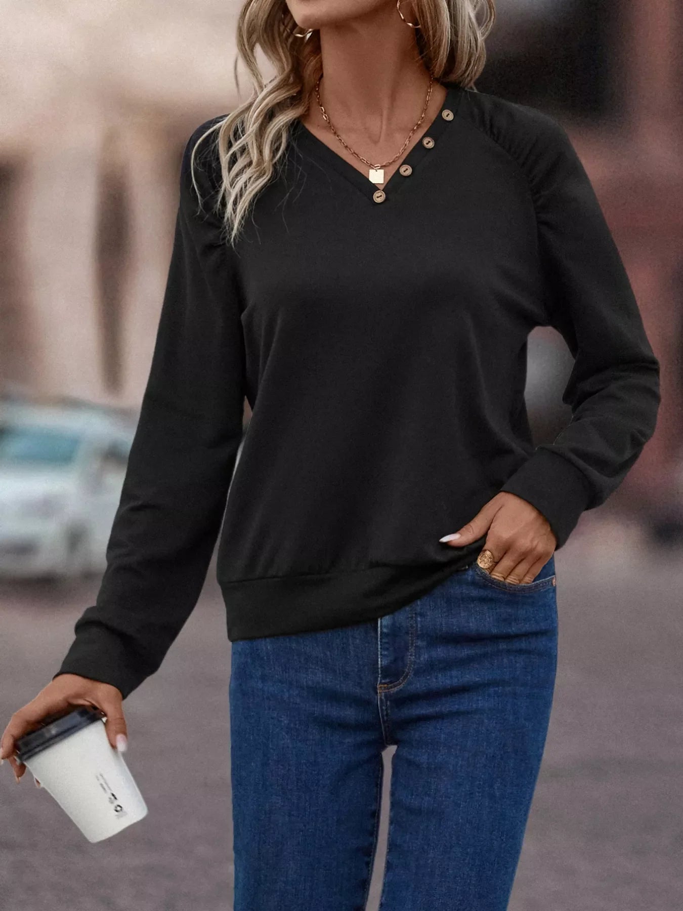 V-Neck Long Sleeve T-Shirt