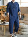 Men's Plus Size 3/4 Sleeve Top and Pants Set