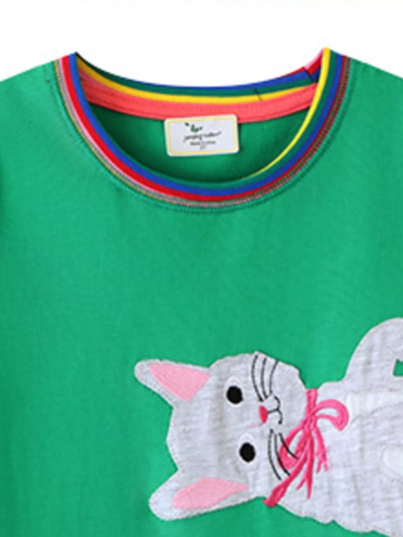Children's Cute Cartoon Cat Round Neck Dress
