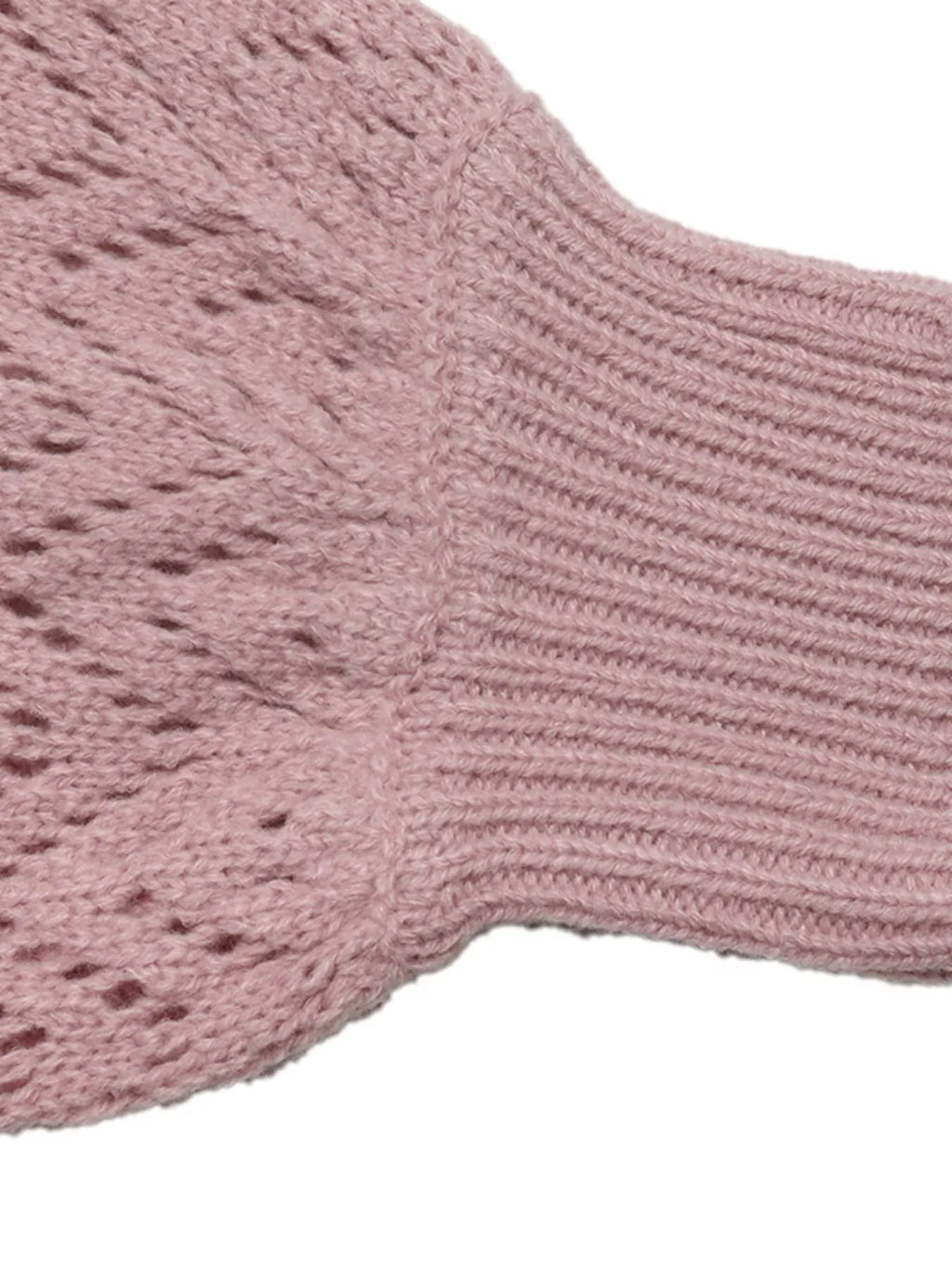 V-Neck Openwork Long Sleeve Sweater