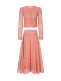 Embroidered Long Sleeve Top and Skirt Set