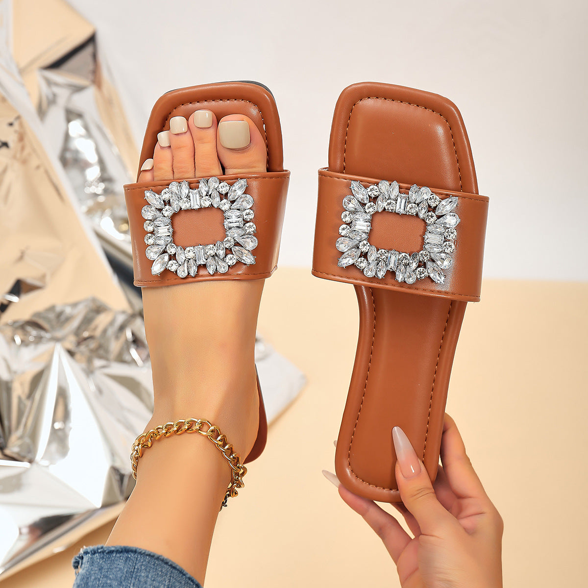 Rhinestone Open Toe Sandals