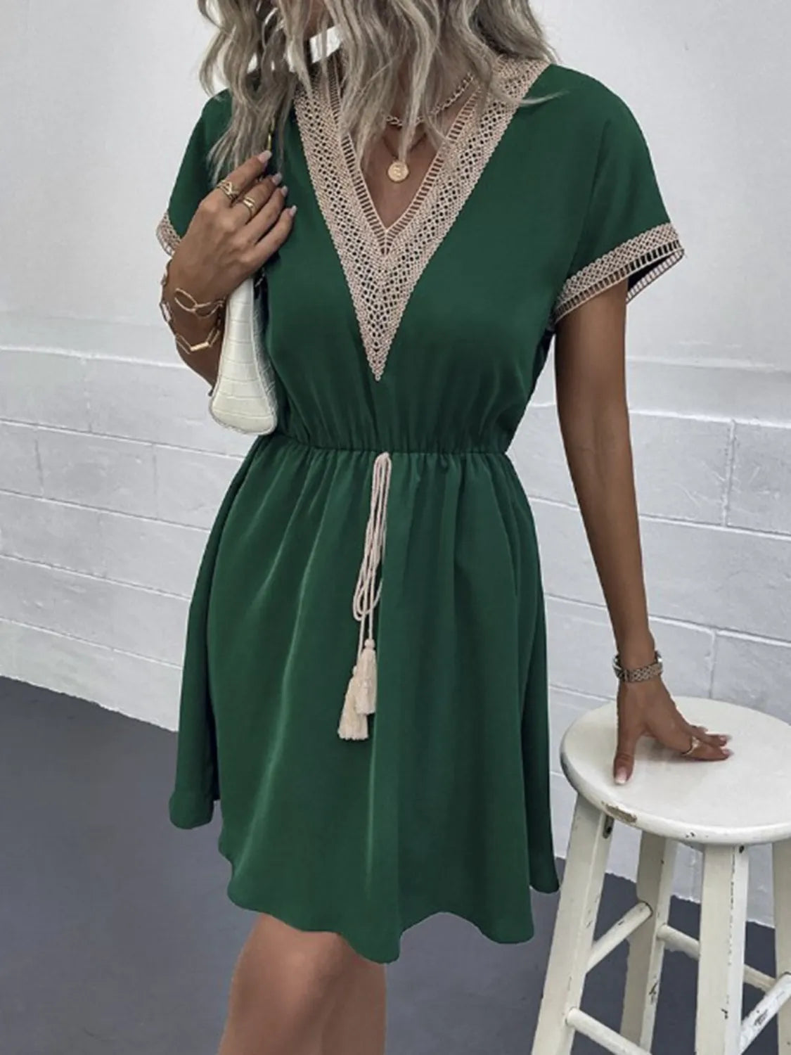 Full Size V-Neck Short Sleeve Dress Plus Size