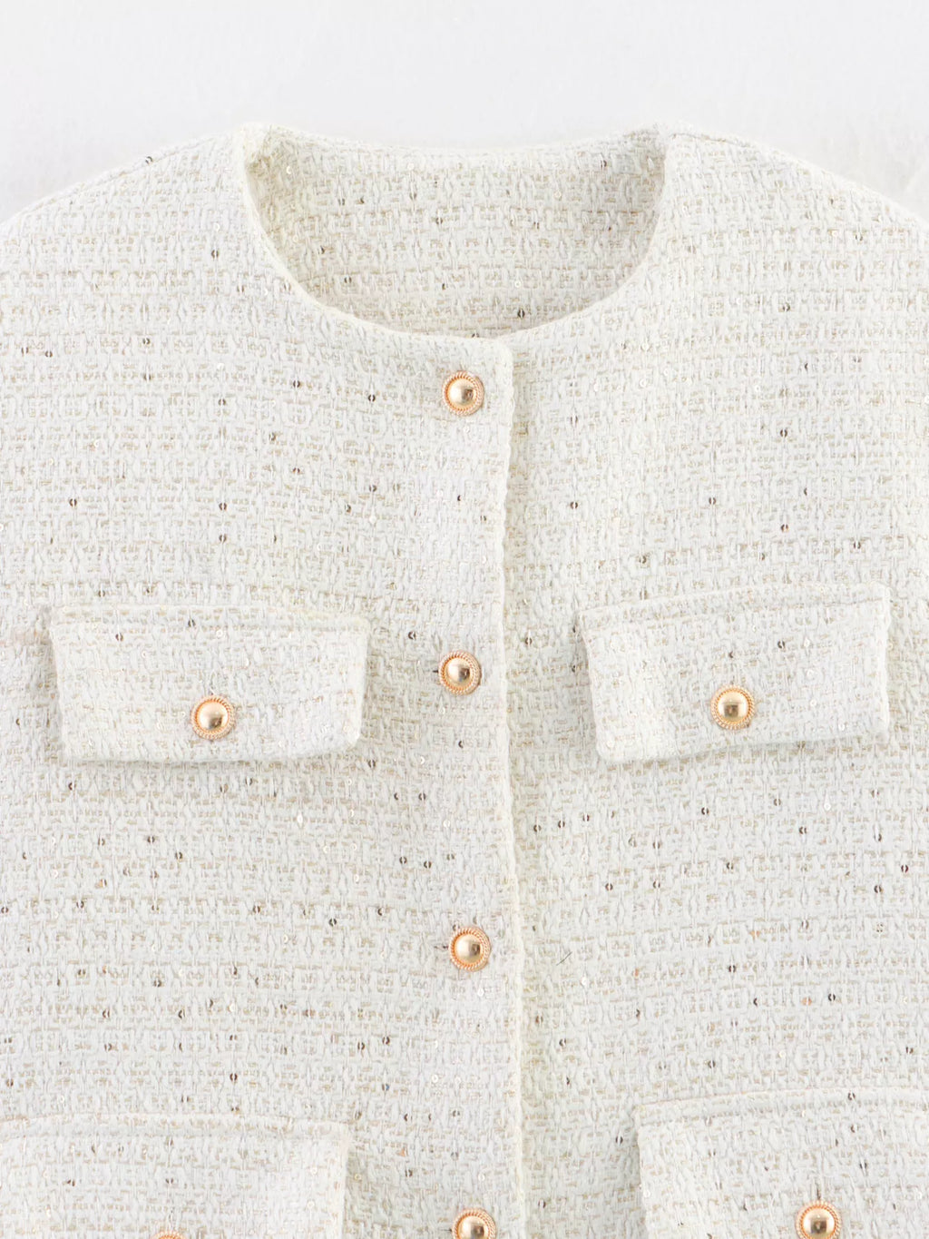 Tweed Button Up Cropped Outerwear