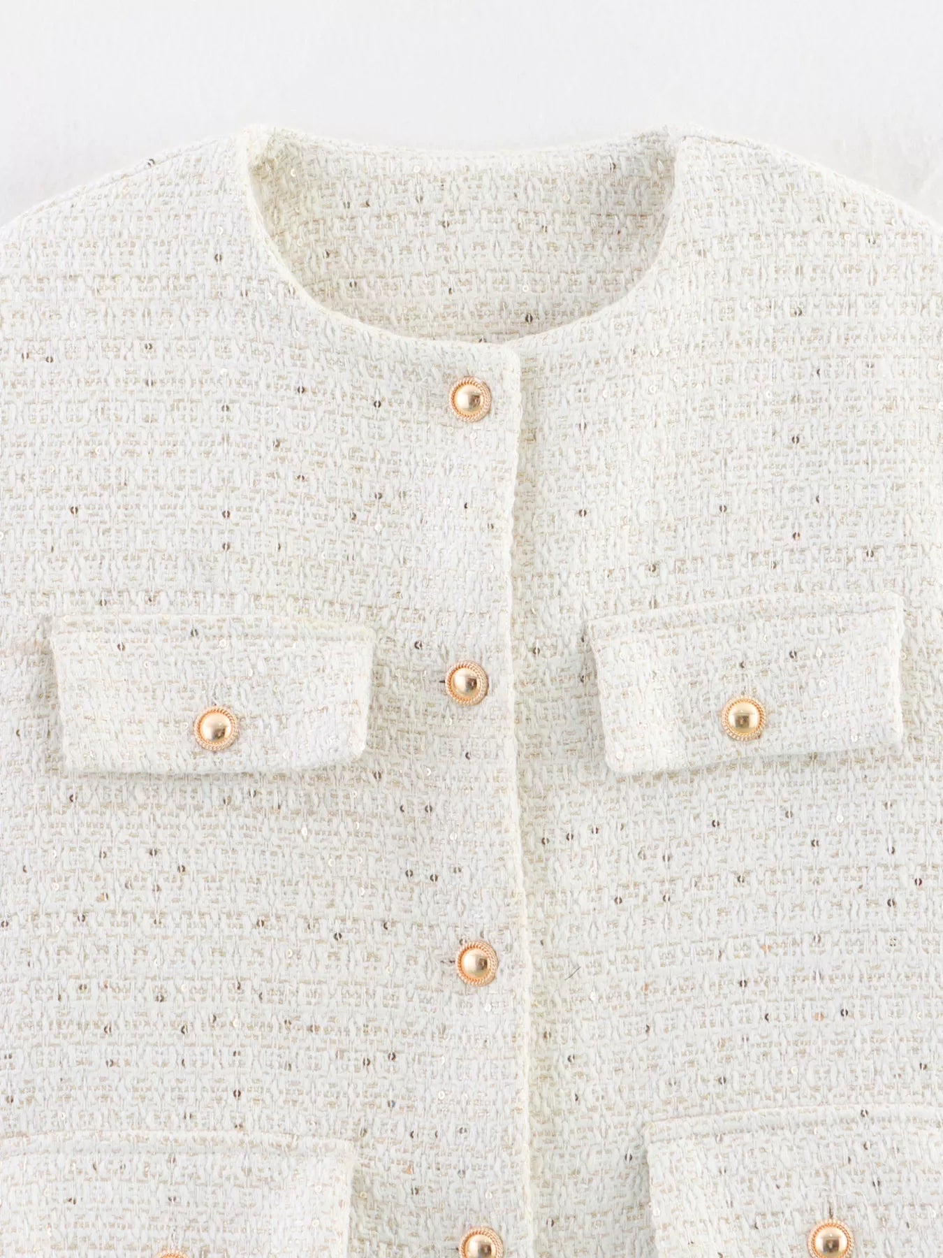Tweed Button Up Cropped Outerwear