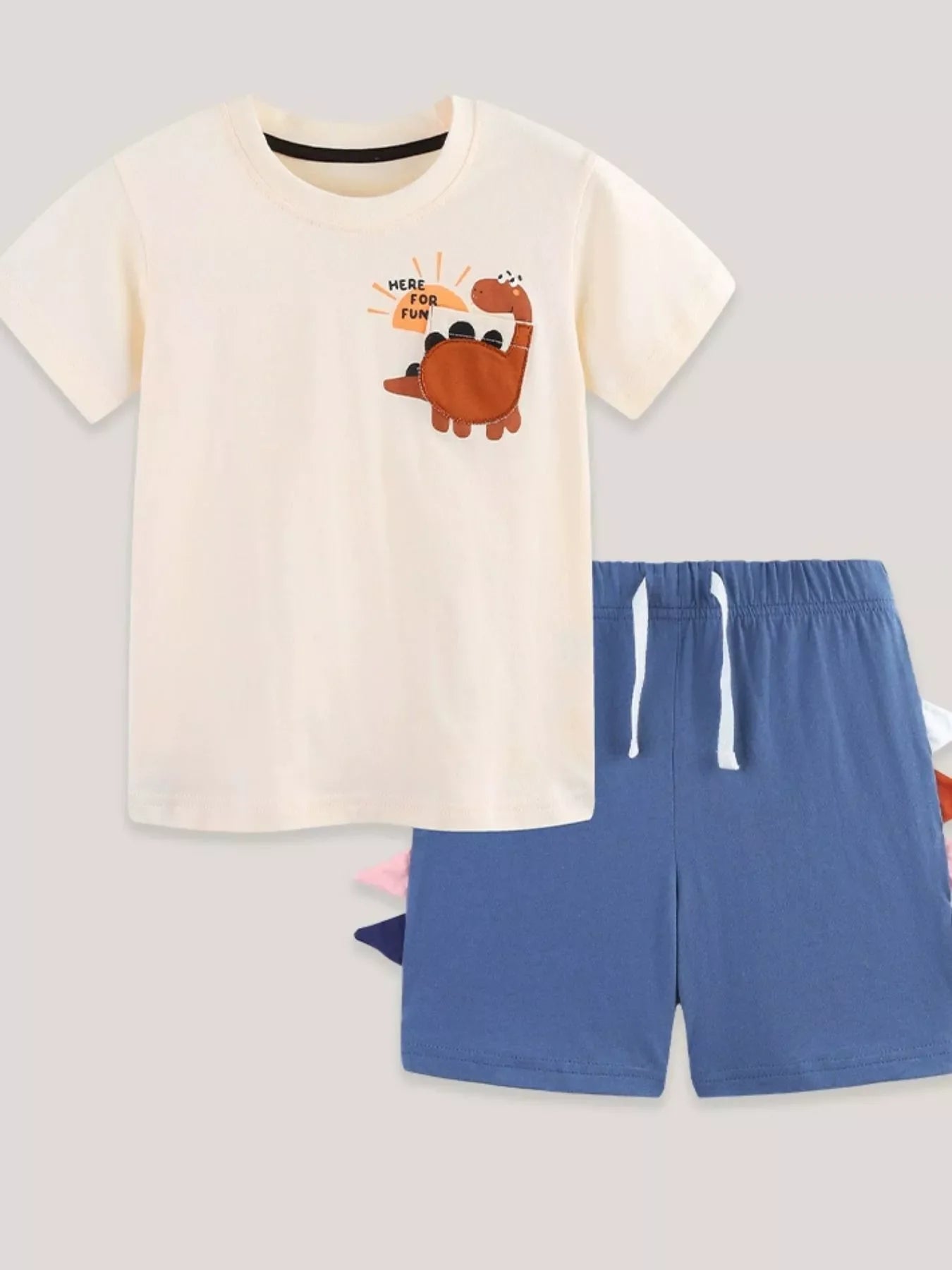 Children's Dinosaur Round Neck Tee and Shorts Set