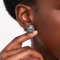 Halloween Skull Sunflower Stud Earrings