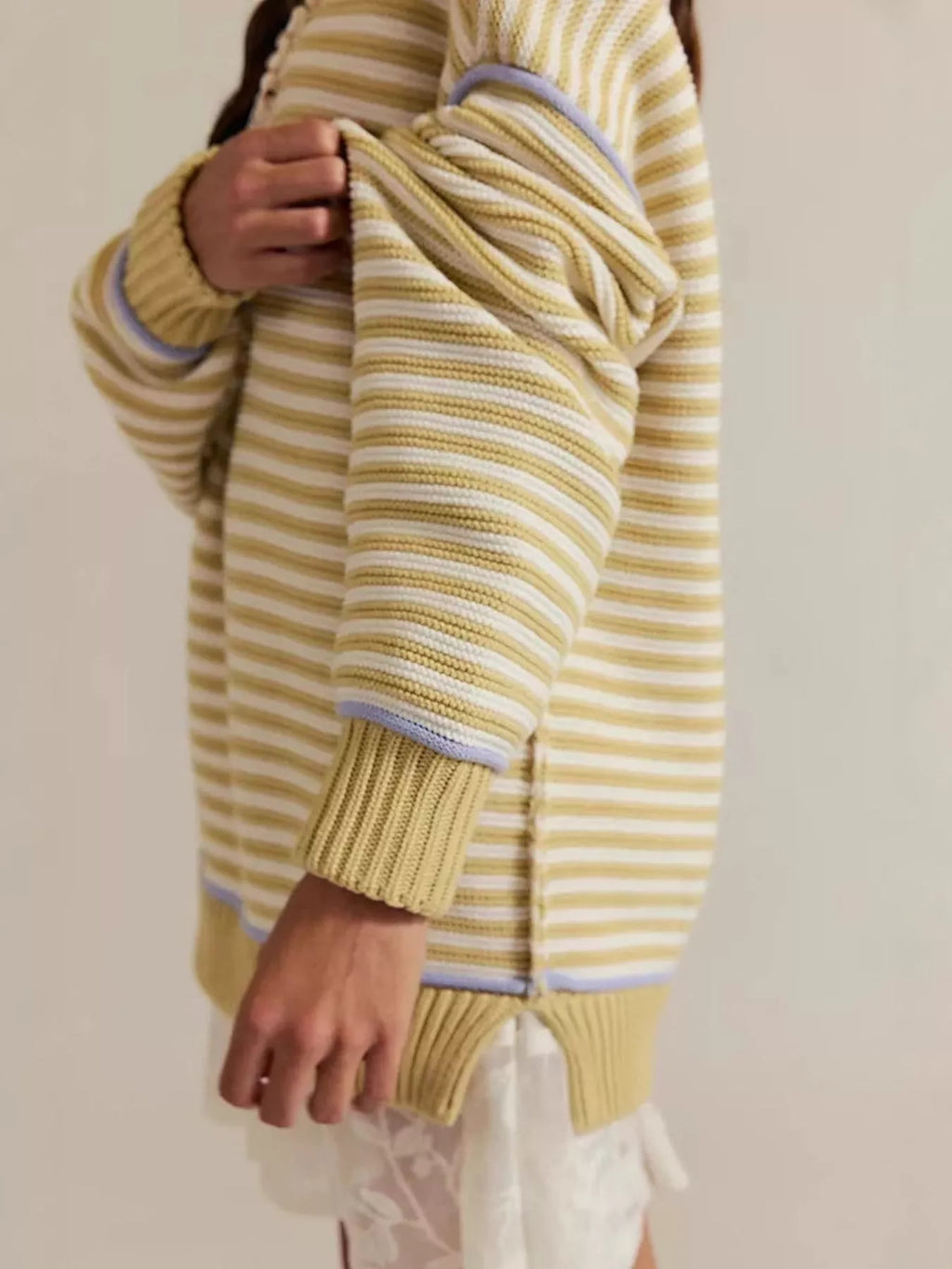 Striped Knit Round Neck Sweater