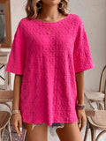 Textured Round Neck Oversized T-Shirt