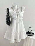 Frill Tie Front Mini Dress