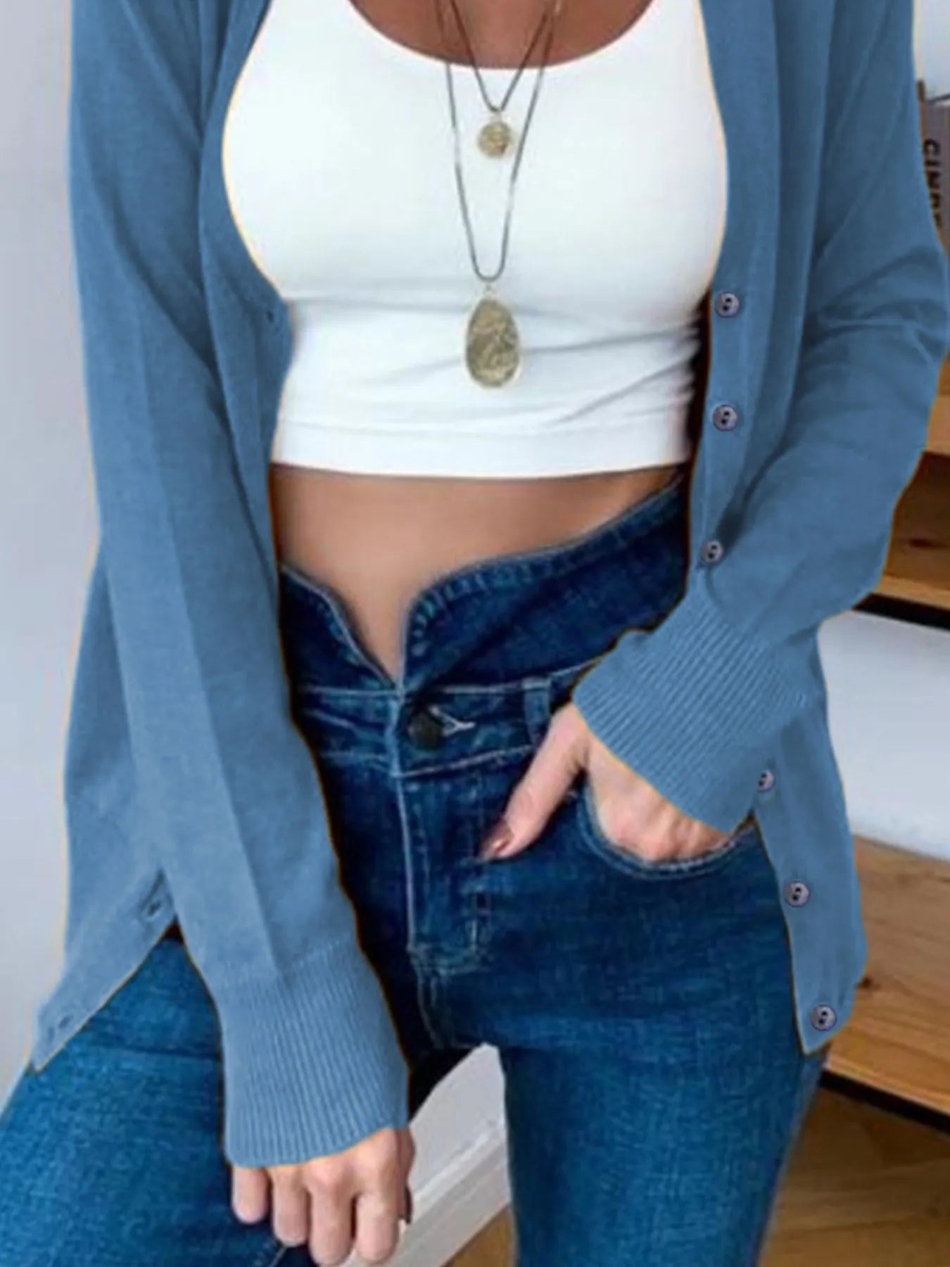 Button-Up Long Sleeve Cardigan