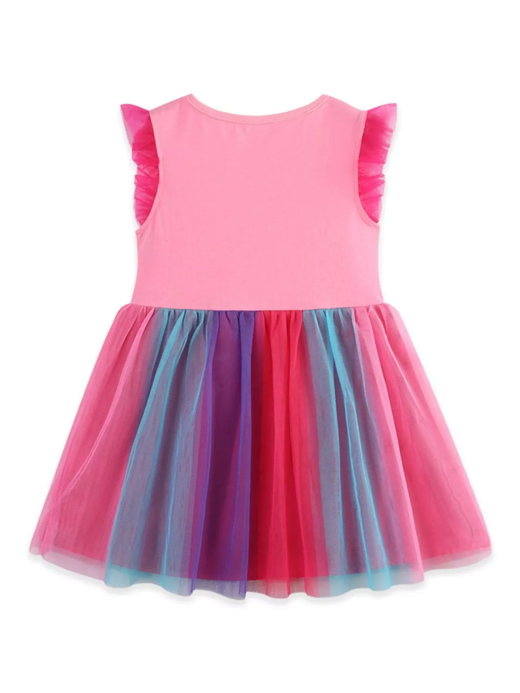 Children's Cupcake Graphic Rainbow Tulle Dress