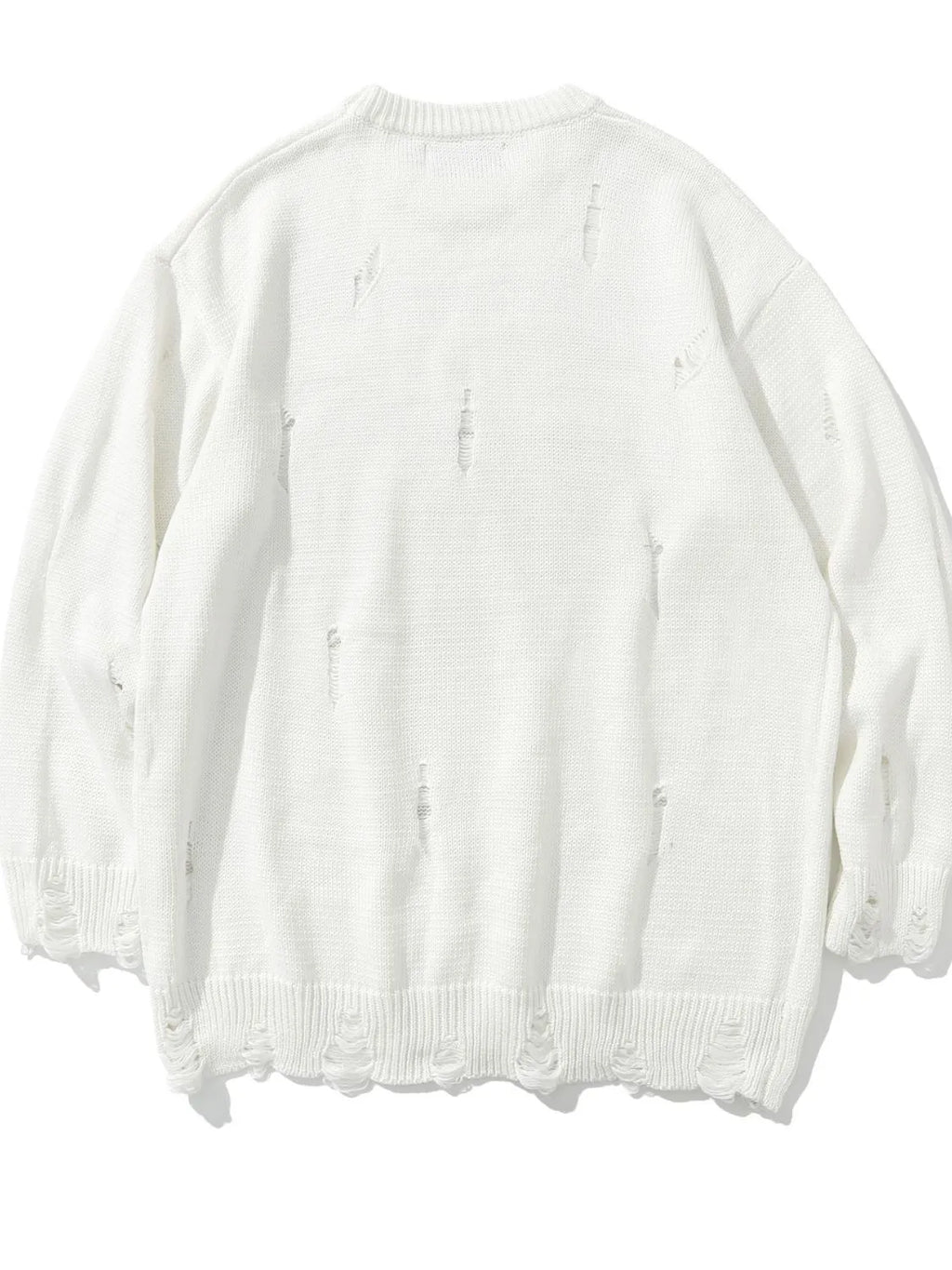 Men's Distressed Round Neck Sweater