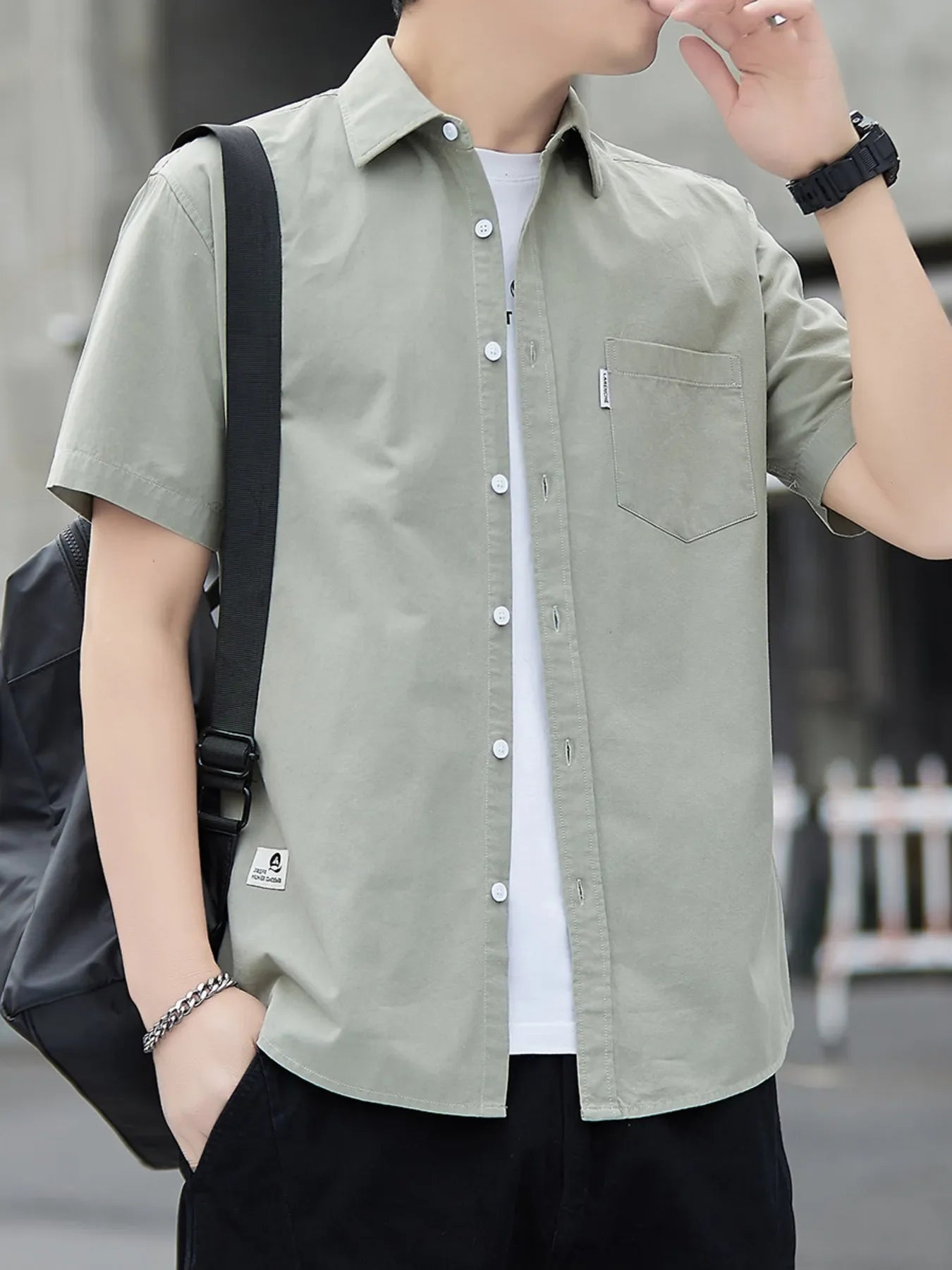 Men's Plus Size Short Sleeve Button-Up Casual Shirt