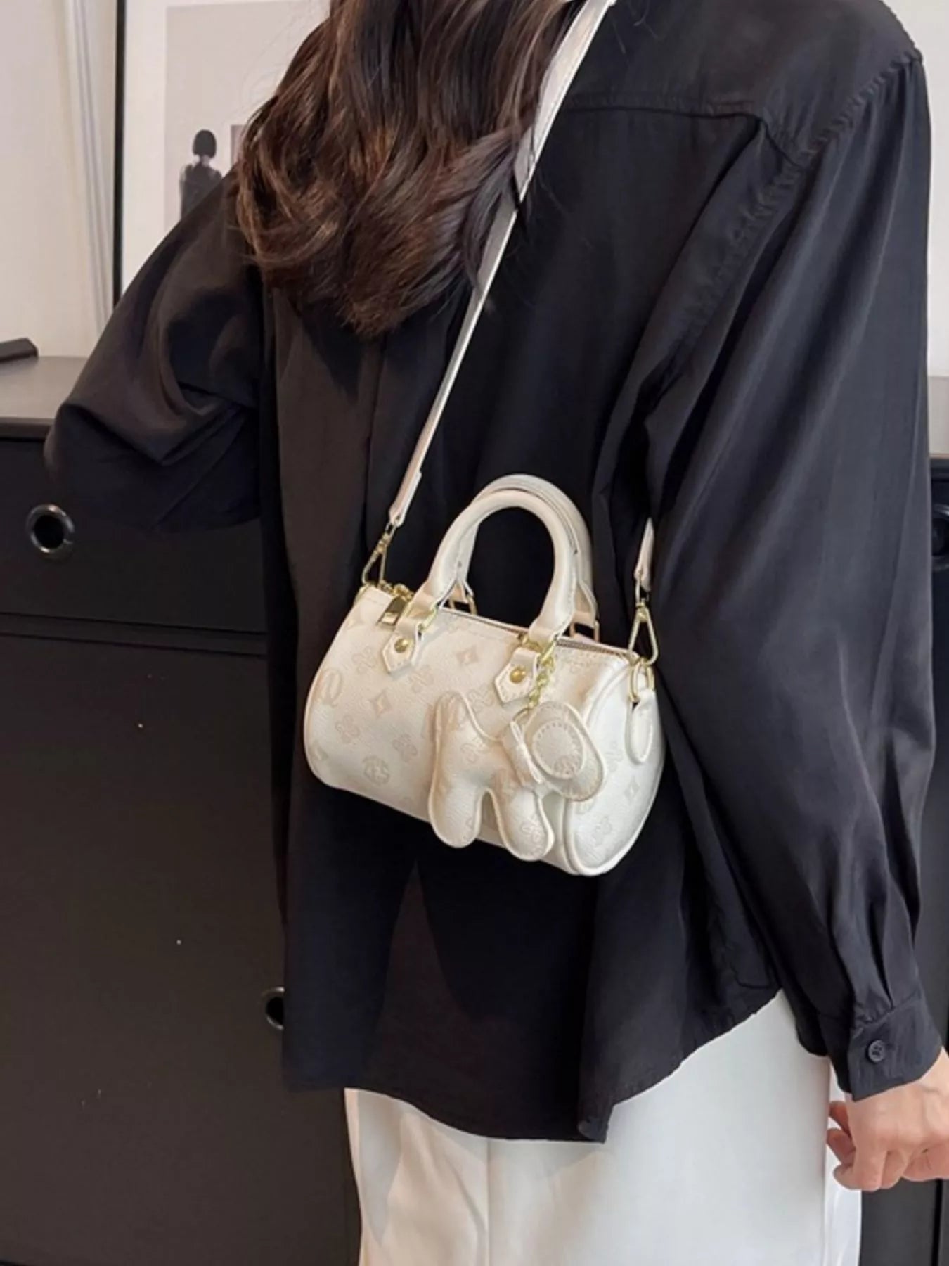 Barrel Crossbody Bag with Charm