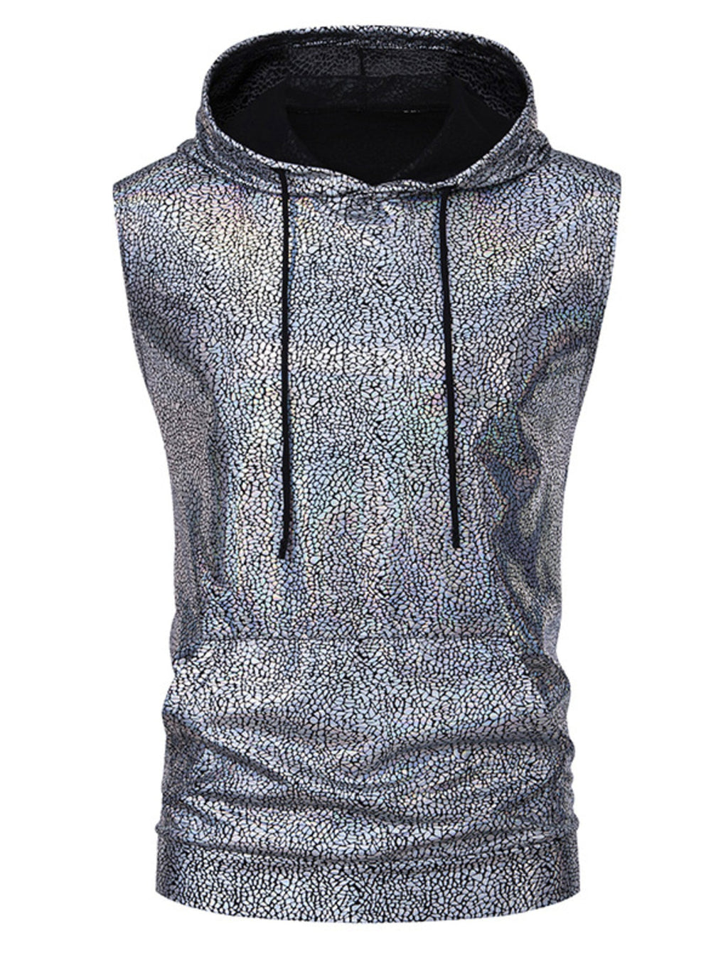 Men's Drawstring Sleeveless Hooded Top