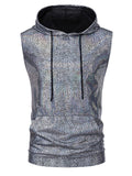 Men's Drawstring Sleeveless Hooded Top