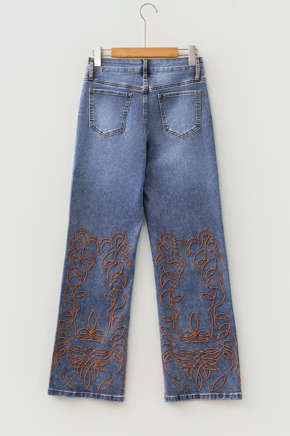 Embroidered Flare Leg Jeans