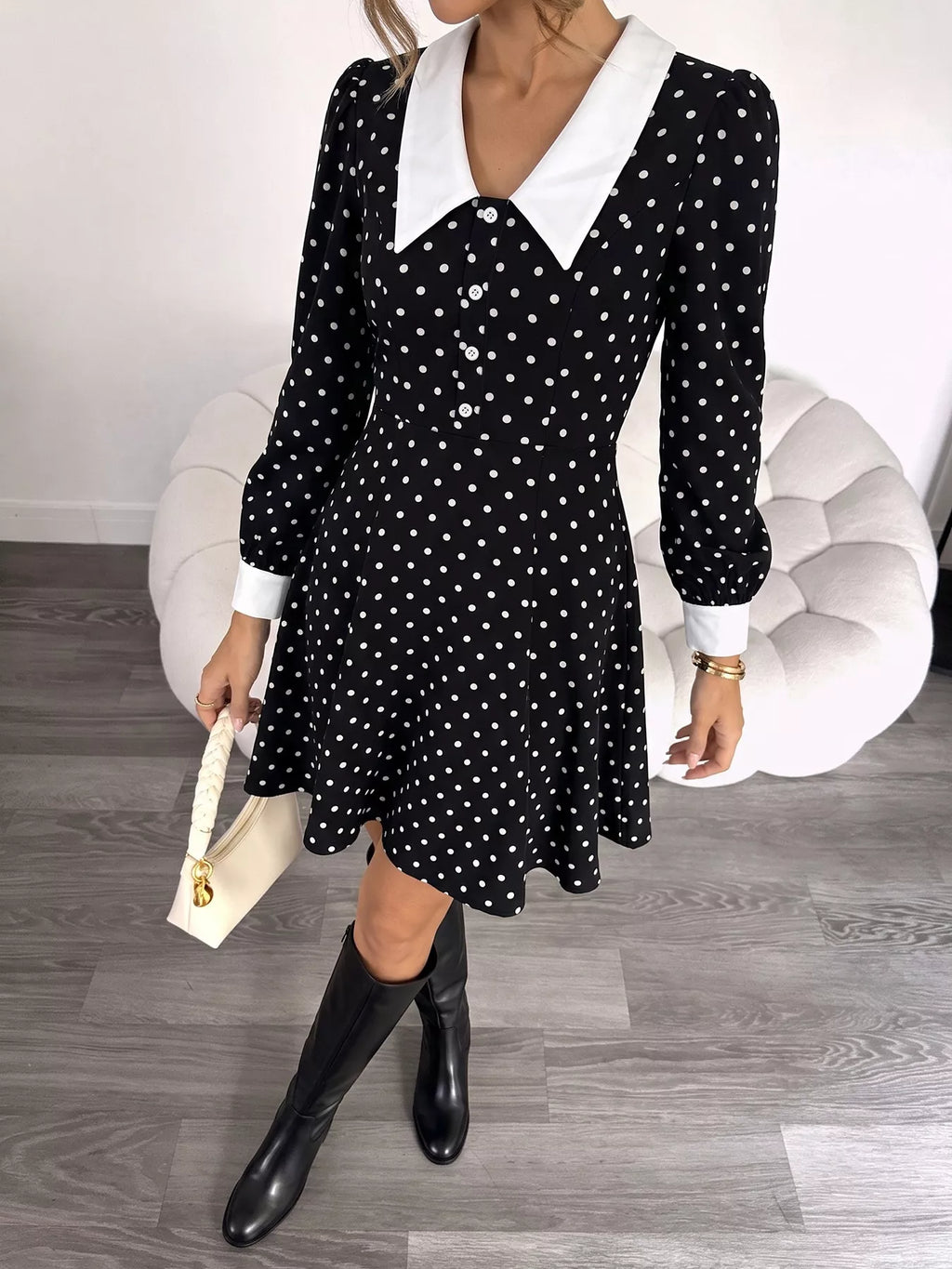 Polka Dot Peter Pan Collar Dress