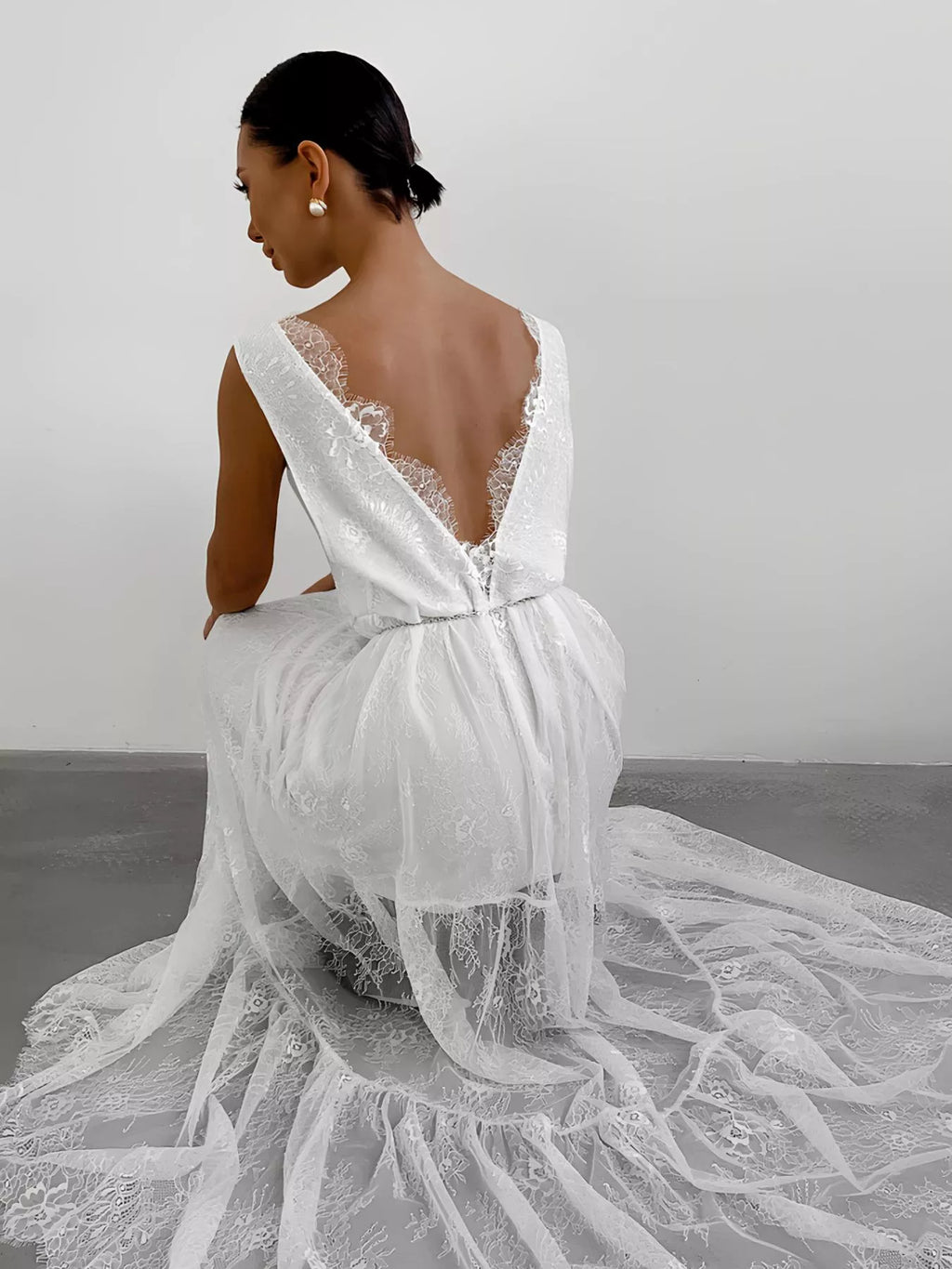 Lace Deep V-Neck Maxi Dress