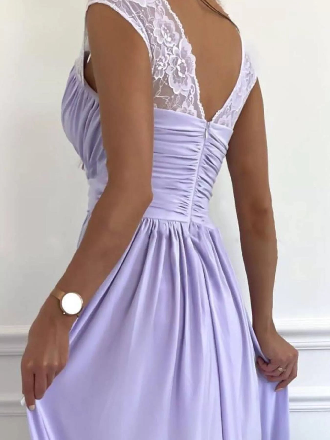 High Slit Lace Detail Maxi Dress