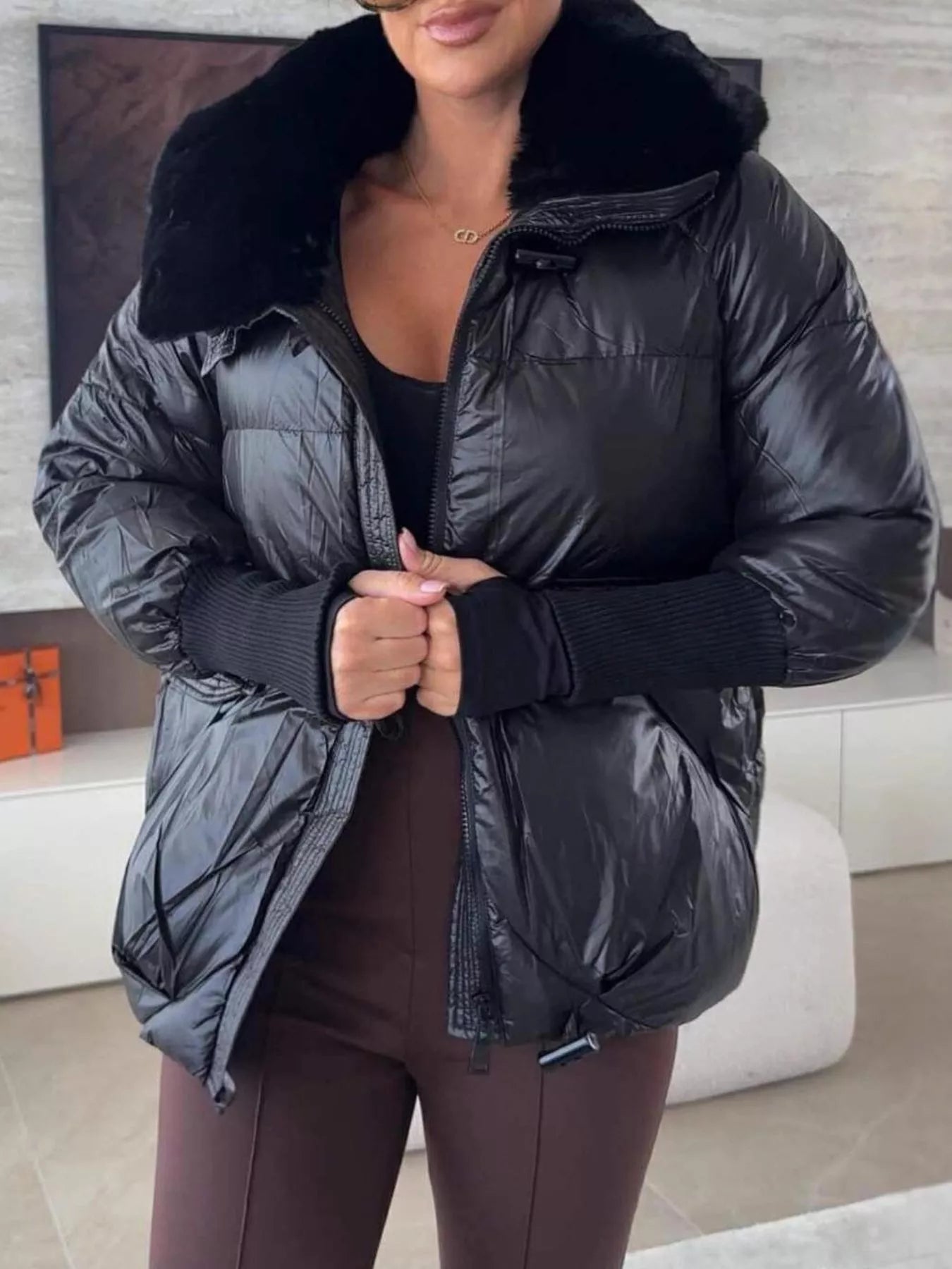 Fur Collar Padded Puffer Jacket