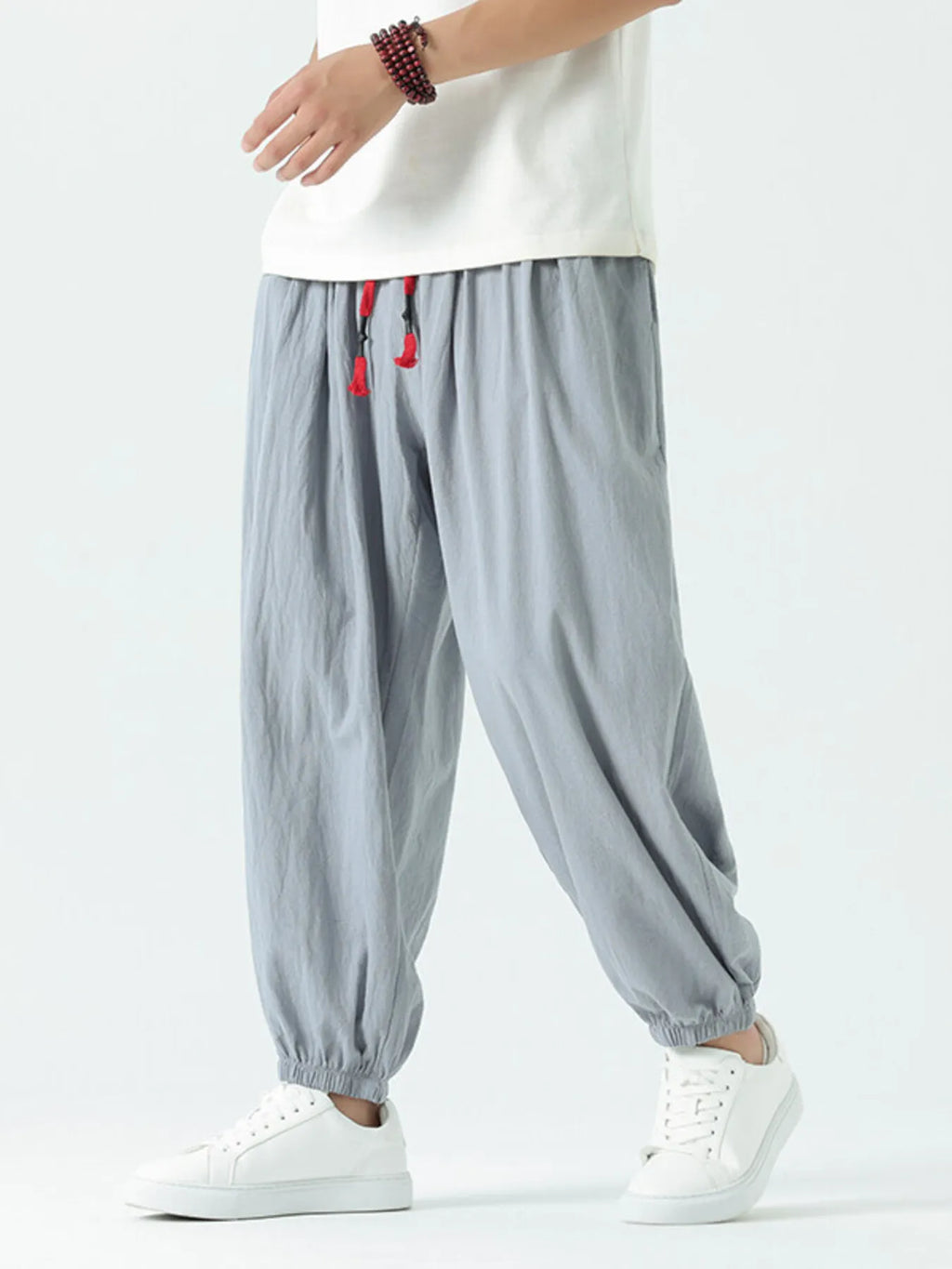 Men's Drawstring Wide Leg Relaxed Fit Pants