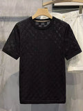Men's Full Size Checkered Round Neck Short Sleeve T-Shirt Plus Size
