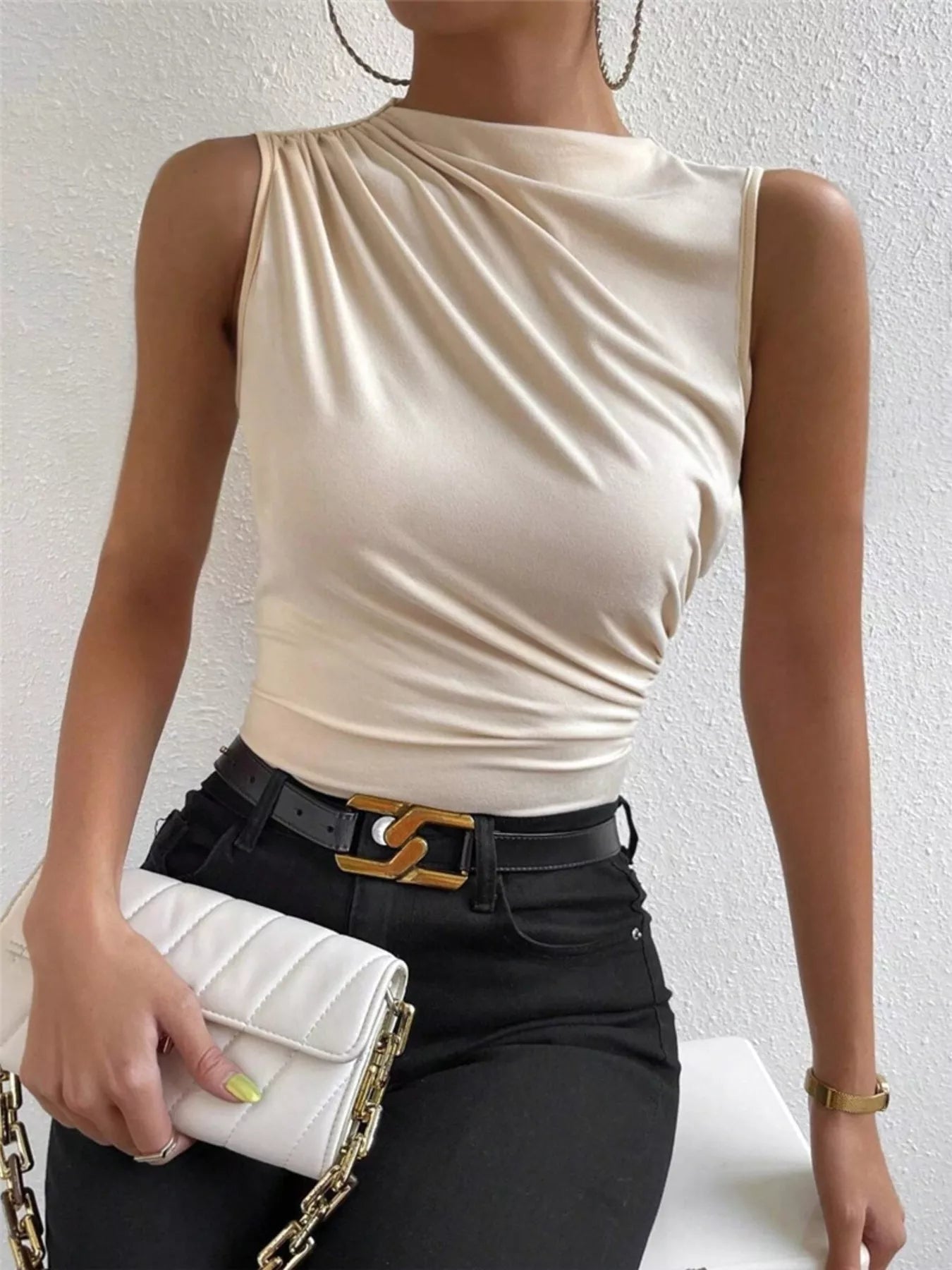 Ruched Solid Color Tank