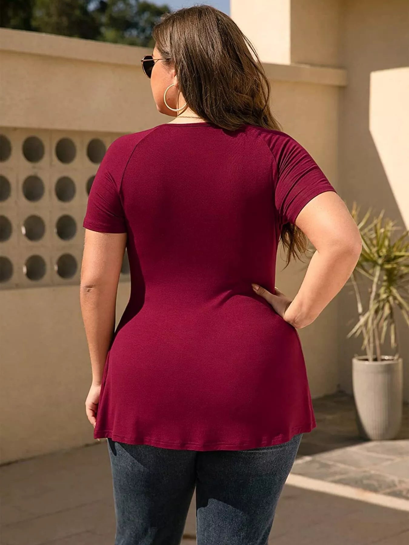 Plus Size Surplice Short Sleeve T-Shirt