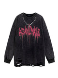 Men's Distressed Hem Chain Detail Oversized T-Shirt