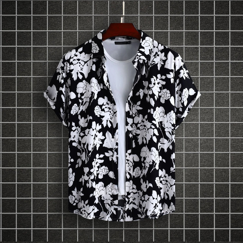 Men's Plus Size Printed Short Sleeve Casual Shirt