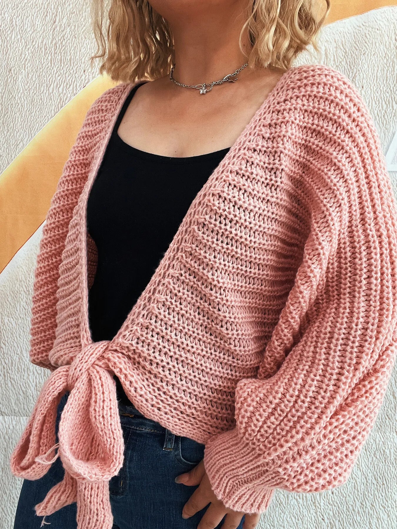 Tie Front Long Sleeve Cardigan