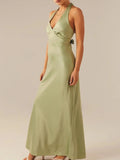 Halter Neck Wrap Maxi Dress with Tie Detail