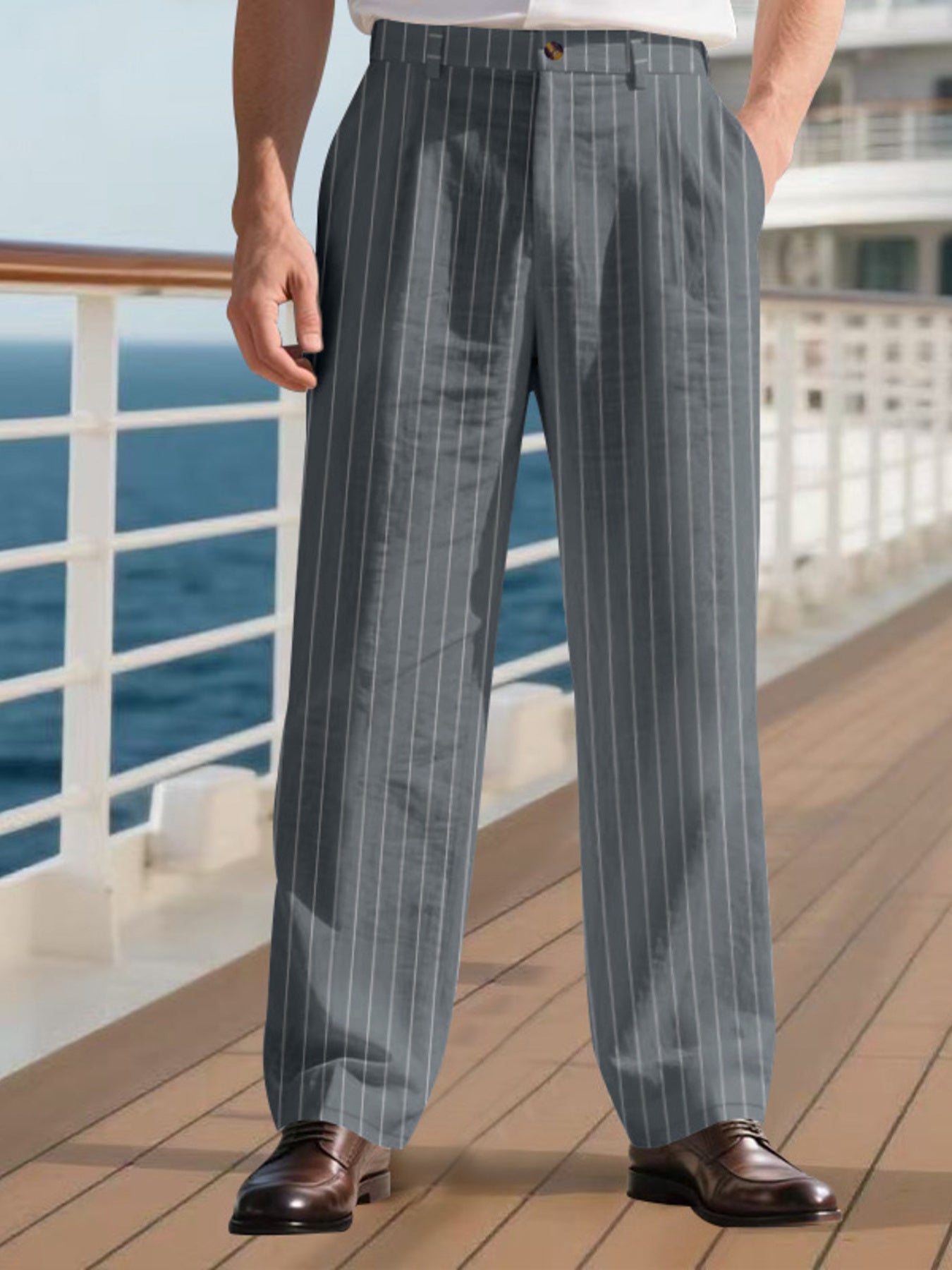 Men's Full Size Striped Wide Leg Pant Plus Size