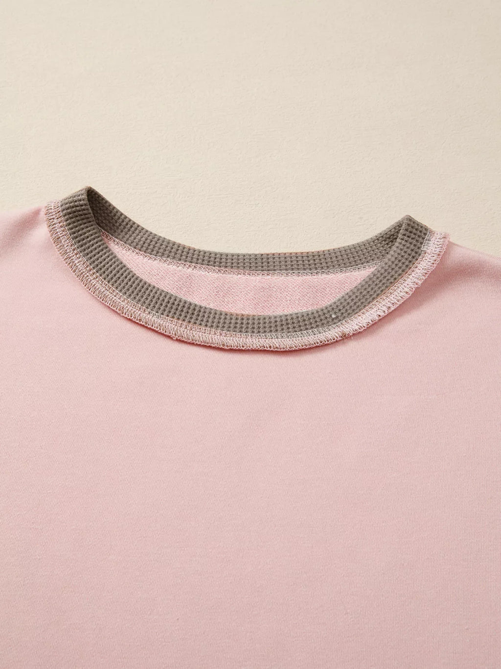 Color Block Mix Texture Waffle Patchwork Oversize Sweatshirt