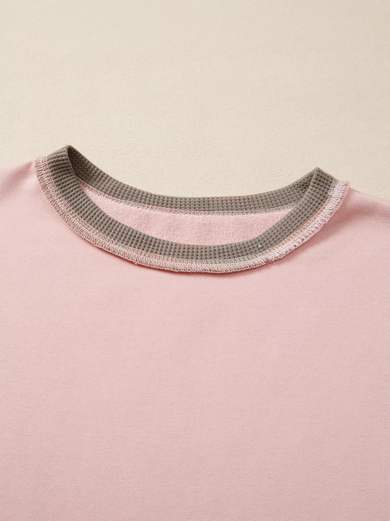 Color Block Mix Texture Waffle Patchwork Oversize Sweatshirt