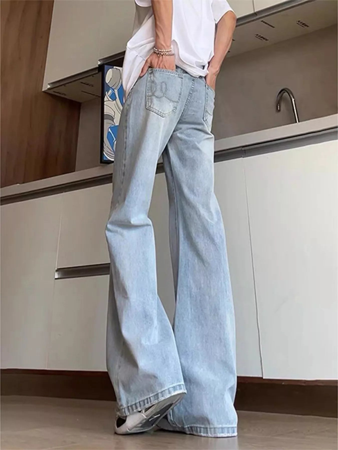 Men's Full Size Vintage Flare Leg Jeans Plus Size